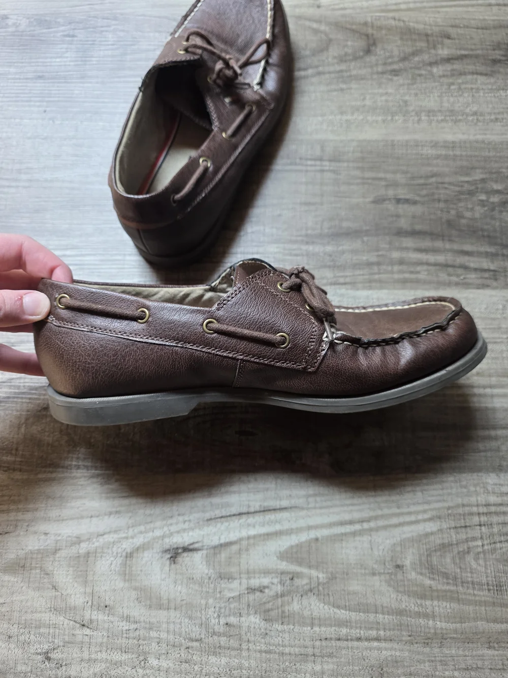 Tommy Hilfiger Men's Brown Leather Moc Toe Boat Shoes